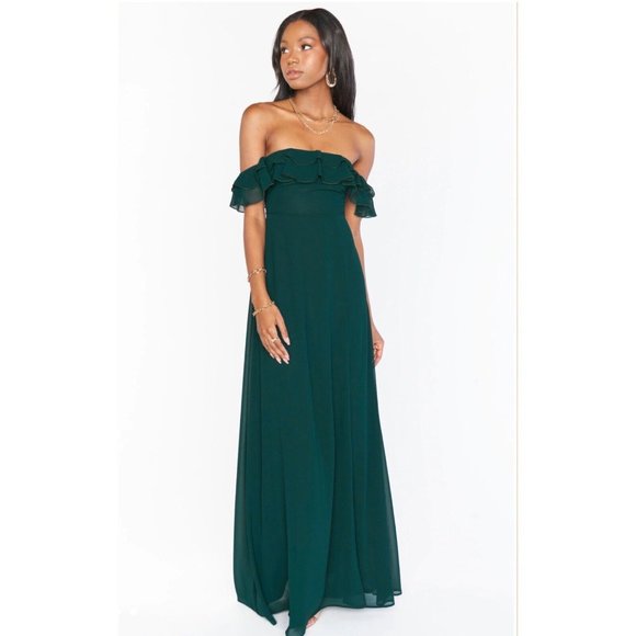 Emma Ruffle Maxi Dress - Emerald Chiffon - Show Me Your Mumu - Picture 2 of 7